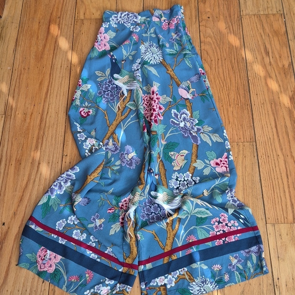 Stunning H&M x GP J Baker floral wide leg trousers GORGEOUS! Sz O - Picture 3 of 9